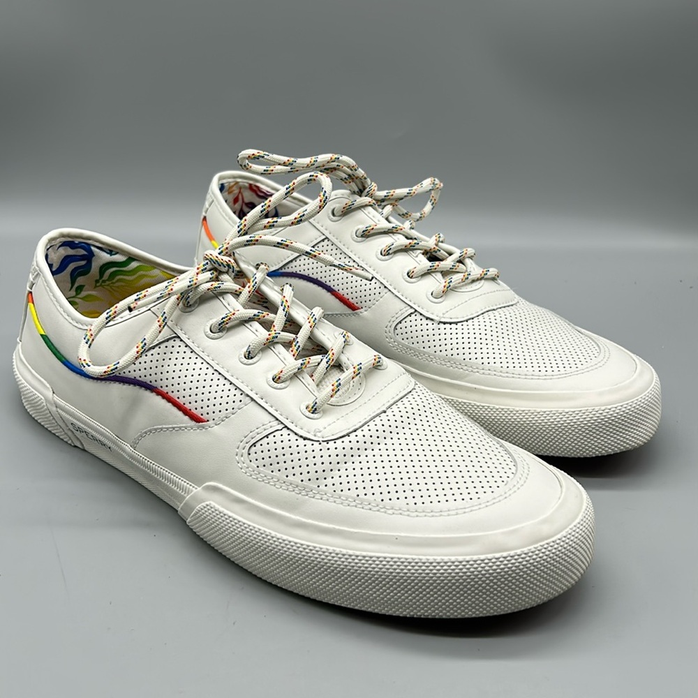 Sperry Men’s Soletide Pride Boat Leather Sneakers Sz 12 EUC